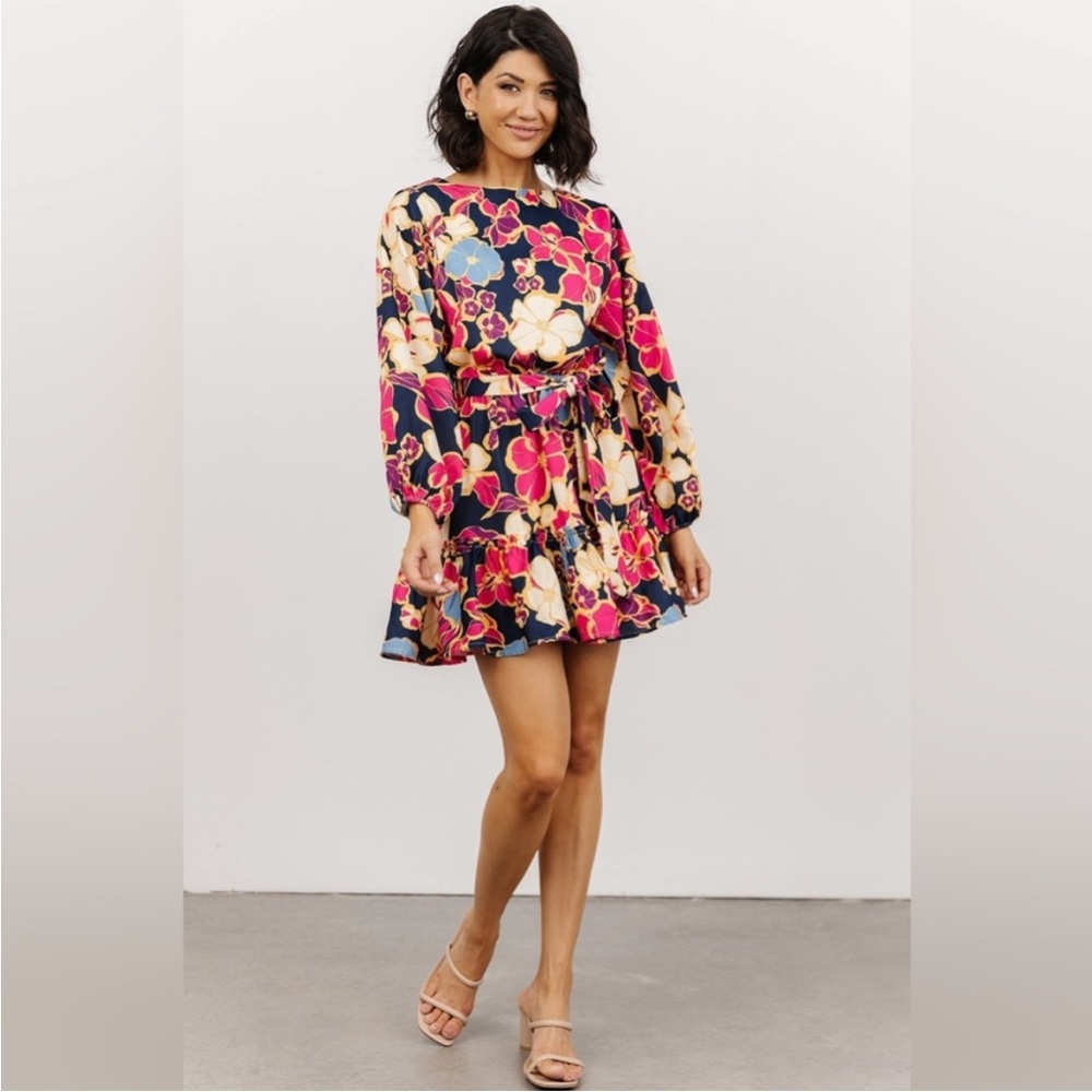 Longsleeve mini floral print dress